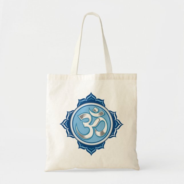 Blue Lotus Om Tote Bag (Front)