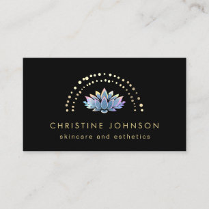 • blue lotus on black background business card