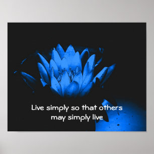 Blue Lotus Simplicity Inspirational Quote Poster