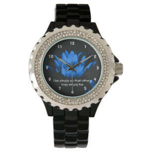 Blue Lotus Simplicity Inspirational Quote Watch