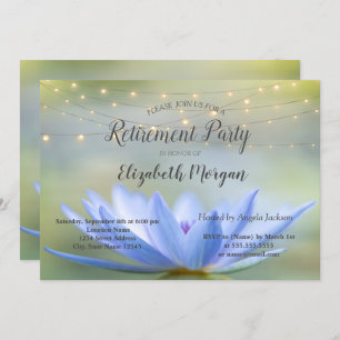 Blue Lotus String Lights Retirement Party Invitation
