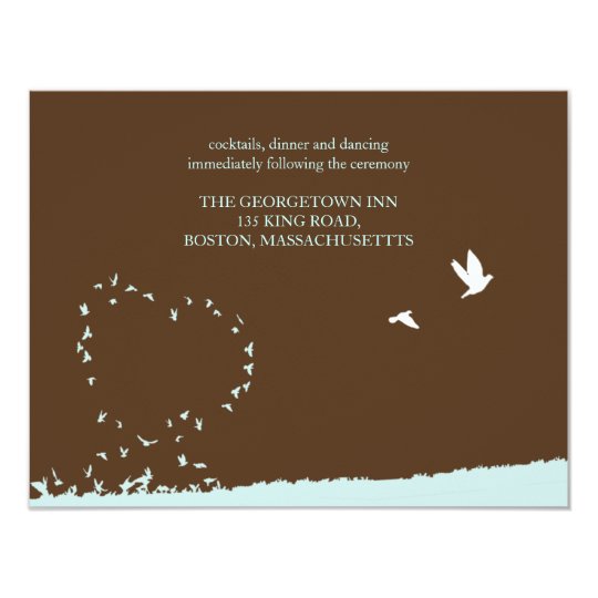 Blue love bird reception card