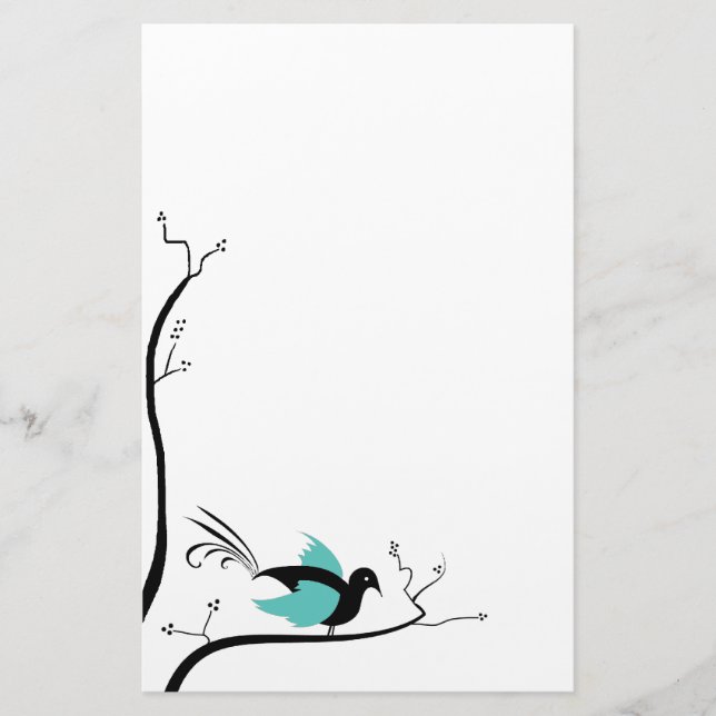 Blue Love Bird stationery (Front)