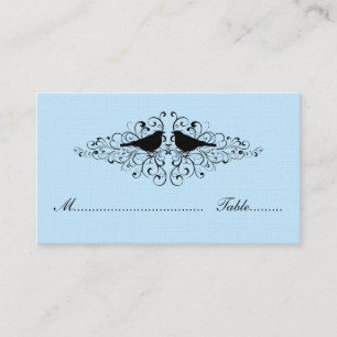 Blue Love Bird Swirls Place Card