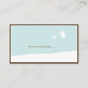 Blue love bird wedding place card