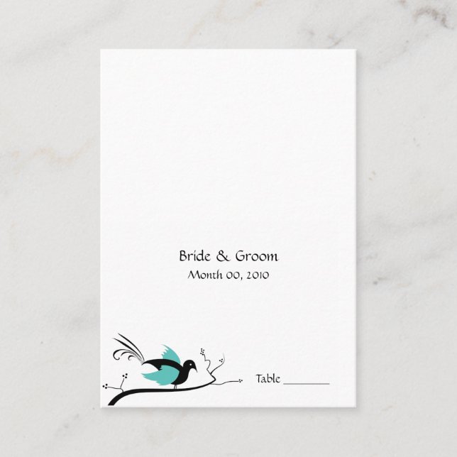 Blue Love Bird Wedding Placecards (Front)