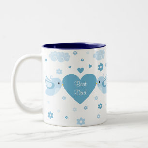 Blue Love Birds Heart Baby Two-Tone Coffee Mug