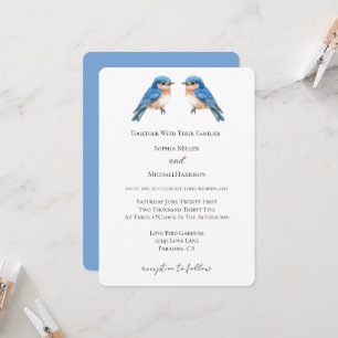 Blue Love Birds Wedding Invitation