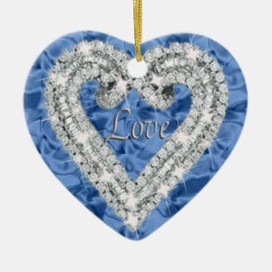 Blue Love Diamond Heart Ornament