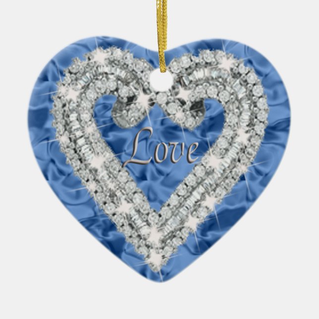 Blue Love Diamond Heart Ornament (Front)