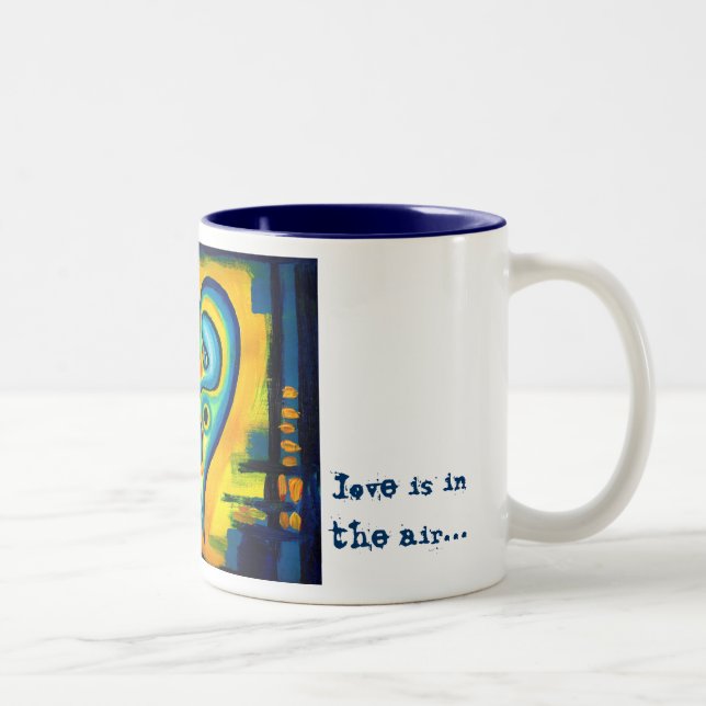 Blue Love Heart Abstract Love Is In The Air Mug (Right)