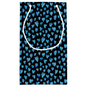 Blue Love Heart pattern Small Gift Bag