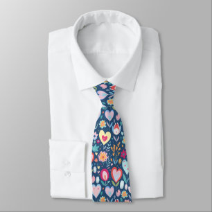 Blue Love Heart Pattern Sweetheart Tie