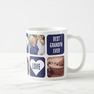 Blue Love Heart Photo Best Grandpa Ever Mug
