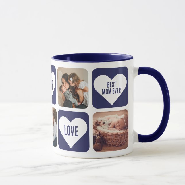 Blue Love Heart Photo Best Mom Ever Mug (Right)