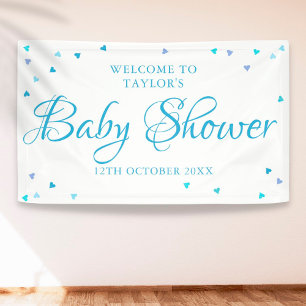Blue Love Hearts Baby Shower / Sprinkle Welcome Banner