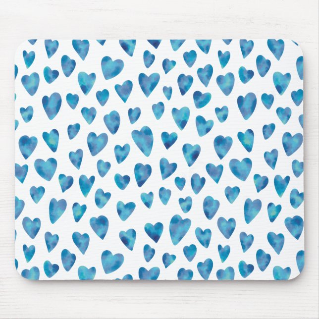 Blue love hearts pattern mouse mat (Front)