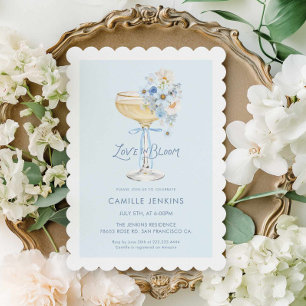 Blue Love in Bloom Champagne Bridal Shower Invitat Invitation