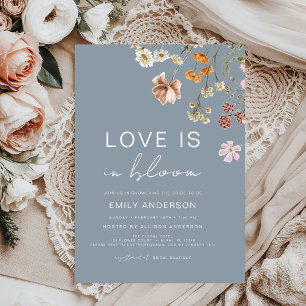 Blue Love is in Bloom Wildflower Bridal Shower Invitation