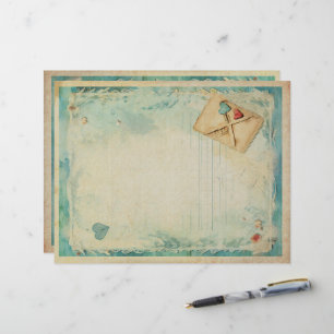 Blue Love Letter Vintage Ephemera No1 Custom Letterhead
