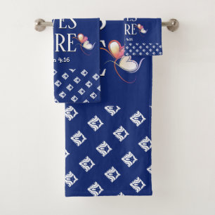 Blue LOVE LIVES HERE Christian  Bath Towel Set