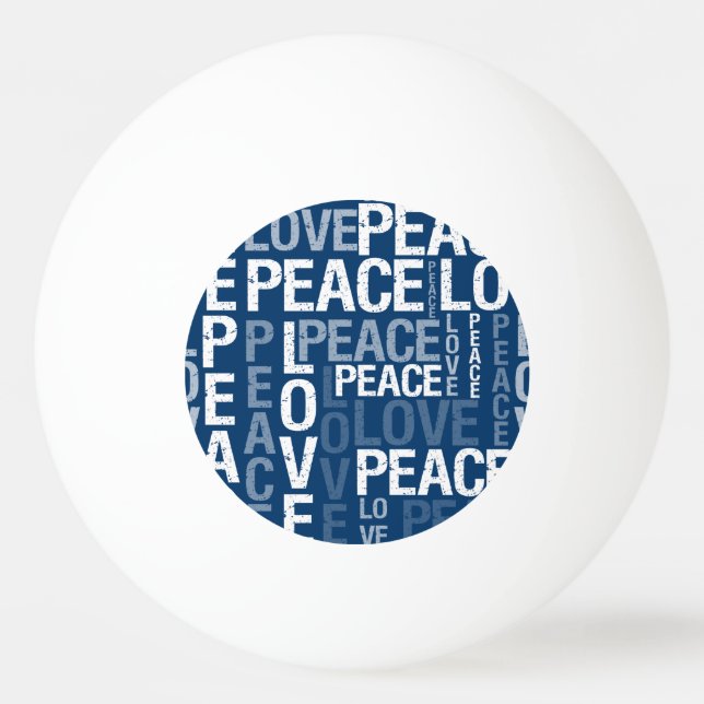 Blue Love Peace Typography Ping Pong Ball (Front)