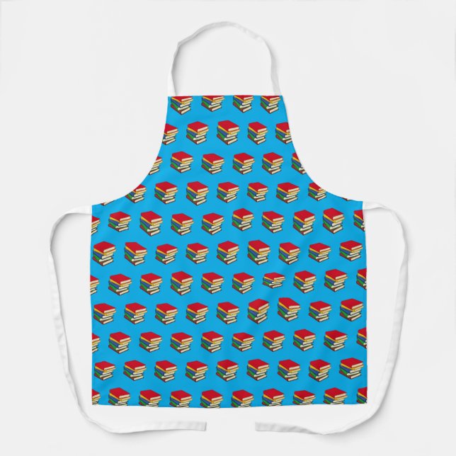 Blue Love Reading Books Apron (Front)