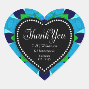 Blue Love Thank You Heart Heart Sticker