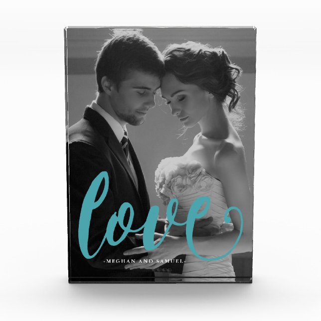 Blue Love Typography Photo and Name Photo Block (Front)
