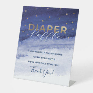 Blue Love you to the Moon and Back Diaper Raffle Pedestal Sign