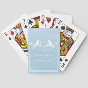 Blue Lovebird Floral Wedding Playing Cards