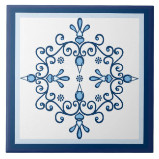 Blue lovebirds blue and white birds on white tile