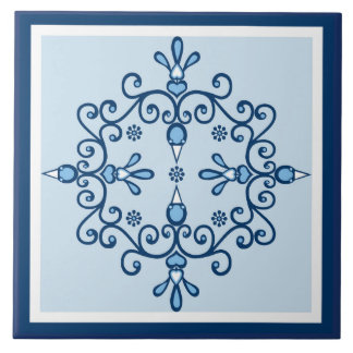 Blue lovebirds blue and white birds tile