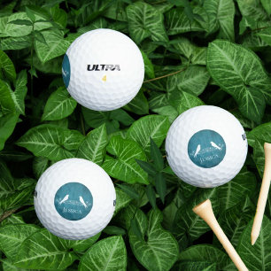Blue Lovebirds Floral Vine Golf Balls