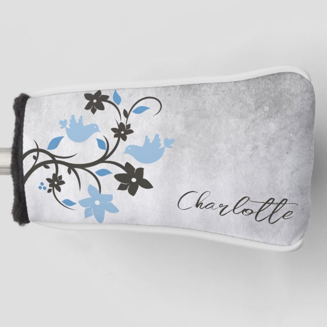 Blue Lovebirds Golf Head Cover (Front)