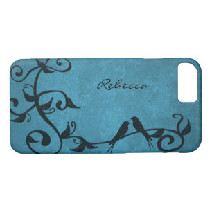 Blue Lovebirds Personalised iPhone Case