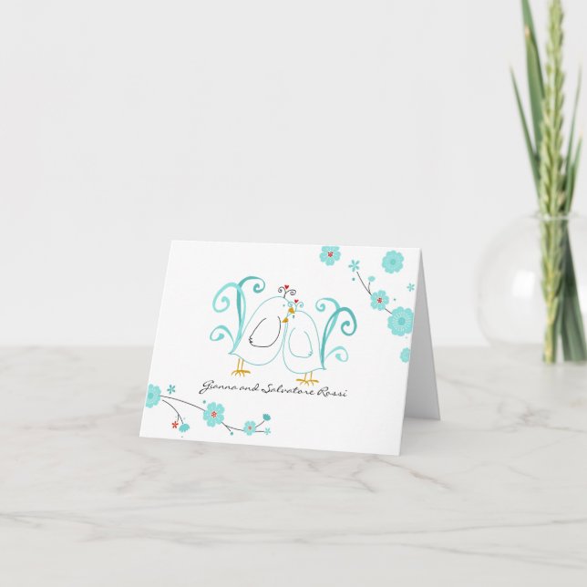 Blue Lovebirds, Thank You Cards (Front)