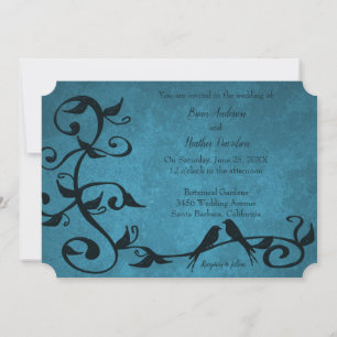 Blue Lovebirds Wedding Invitation