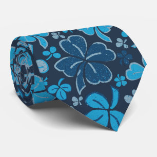 Blue Lucky Clover Shamrock Pattern Tie