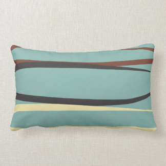 Blue Lumbar Throw Pillow w/ Black, Brown & Beige