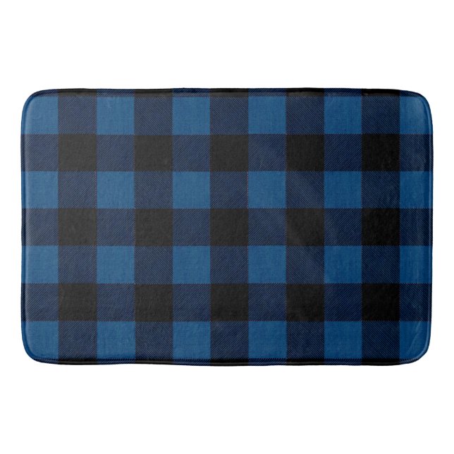 Blue Lumberjack Plaid Bath Mat (Front)