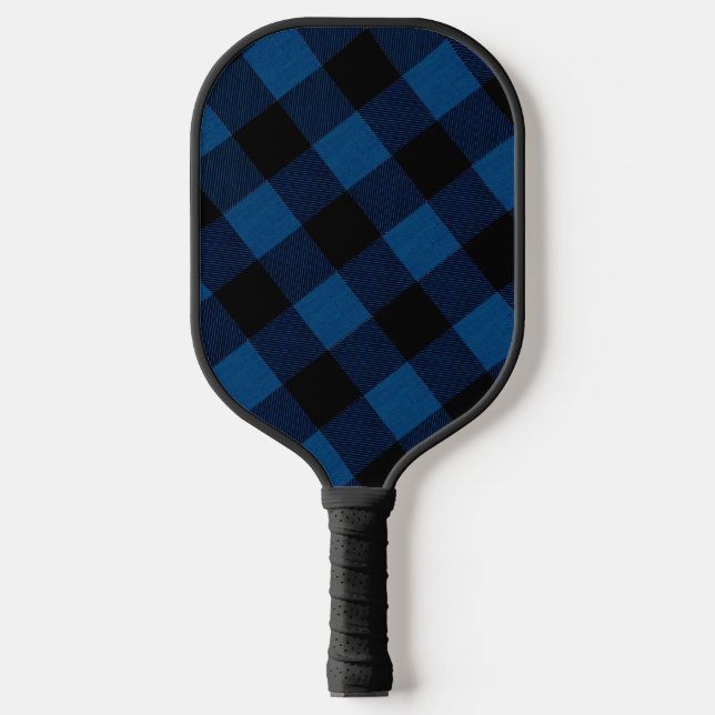 Blue Lumberjack Plaid Pickleball Paddle (Front)