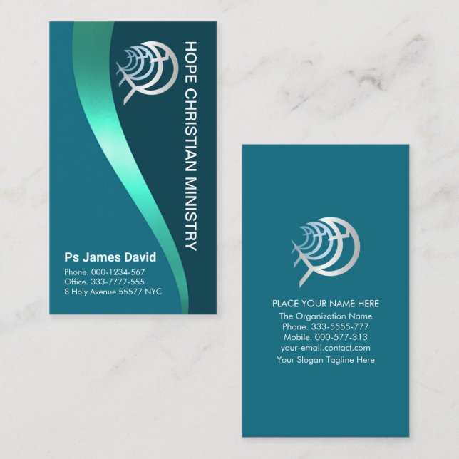 Blue Luminescent Water Ichthus Fish Business Card (Front/Back)