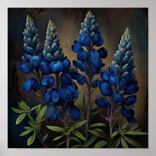 Blue Lupine Flower Art Print Poster