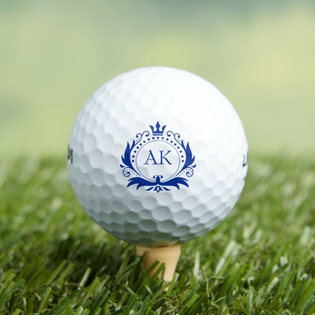 Blue Luxury Crown Monogram Golf Balls (Insitu Tee)