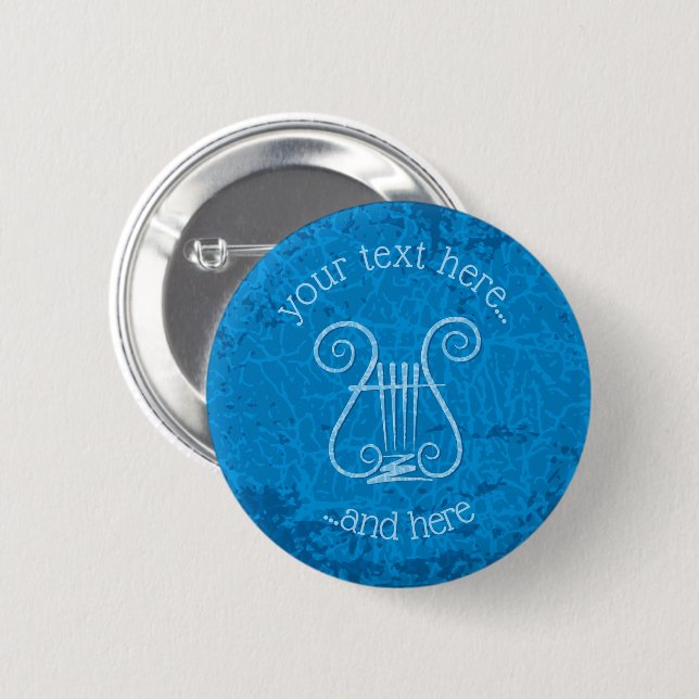Blue Lyre Background 6 Cm Round Badge (Front & Back)