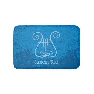 Blue Lyre Background Bath Mat