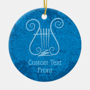 Blue Lyre Background Ceramic Tree Decoration