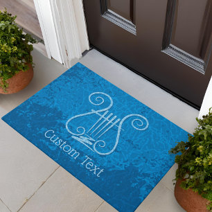 Blue Lyre Background Doormat