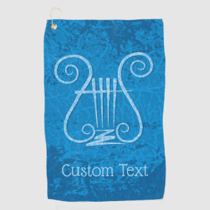 Blue Lyre Background Golf Towel
